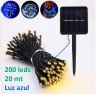 Luces con panel solar 200 leds, 20 m. luz azul