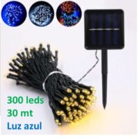 Luces con panel solar 300 leds, 30 m. luz azul